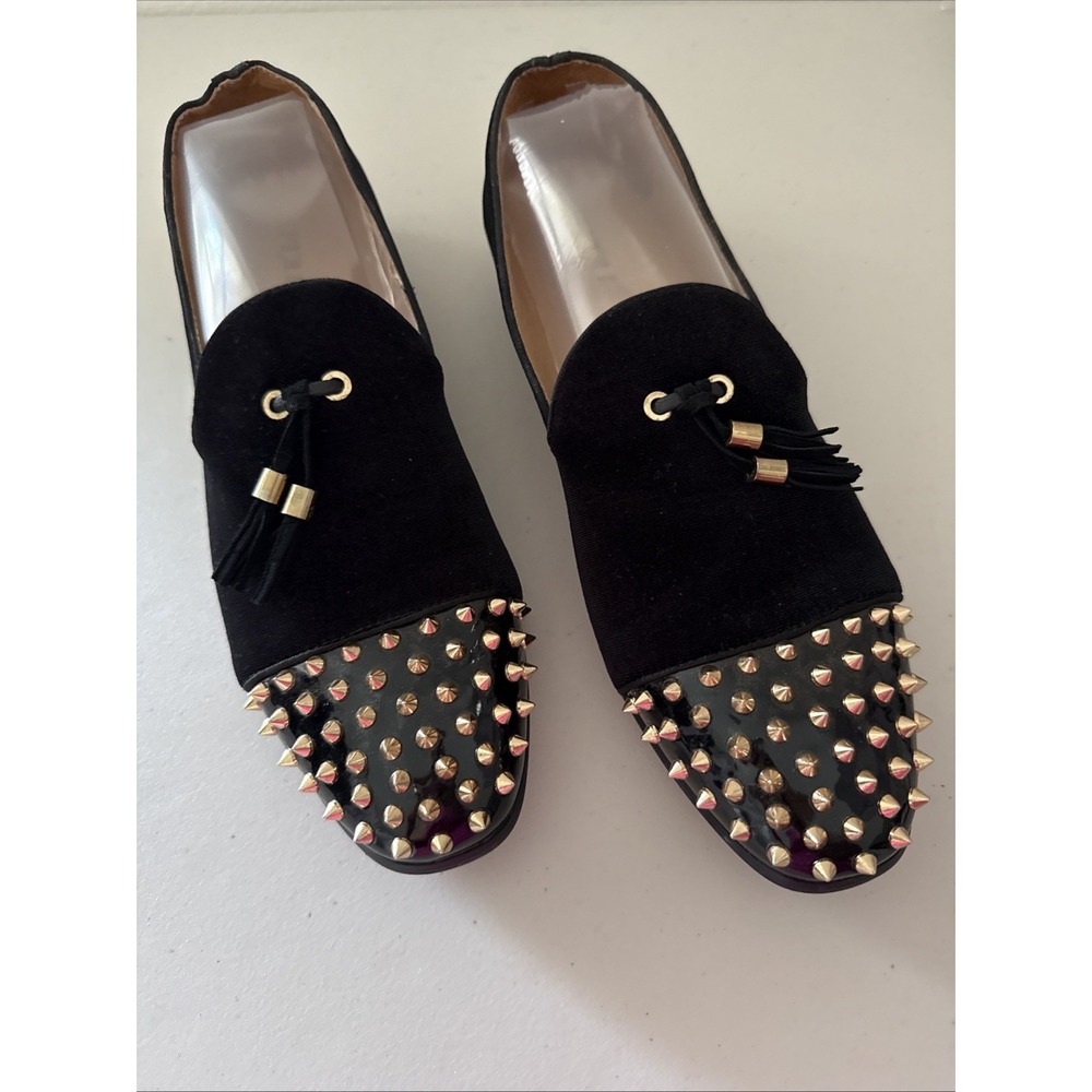 Jitai Mens Black Velvety Spiked Toe Dress Shoes - Size 13 - Picture 8 of 9